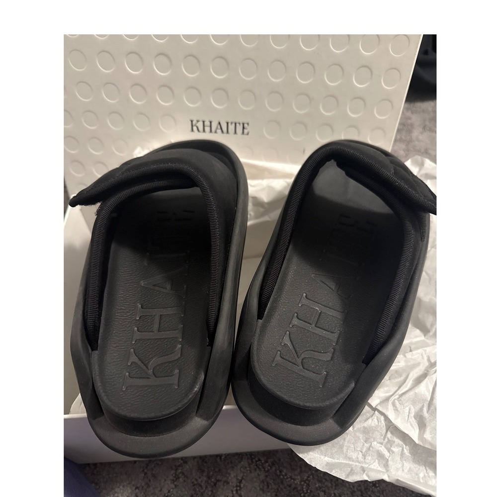 Khaite Black Platform Slides Adjustable Strap Sandals Made in Italy Size 37 - Picture 2 of 7